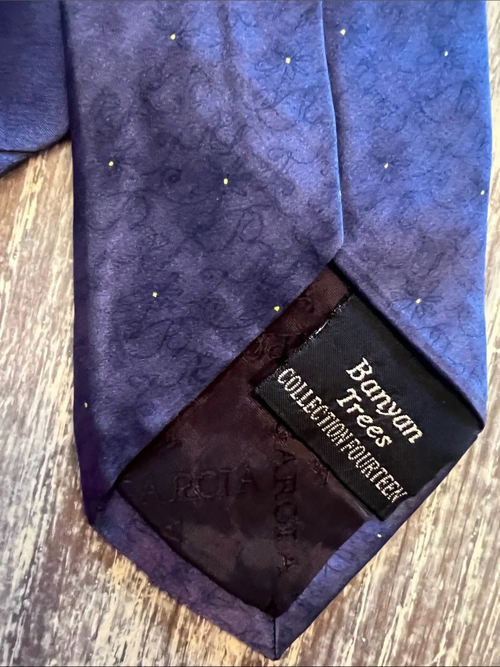 Assorted Men's Blue Patterned Silk and Polyester Ties. Set of 4